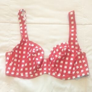 NWT‎ Sea Level Swim Red and White Checkered Bikini Top, US 12